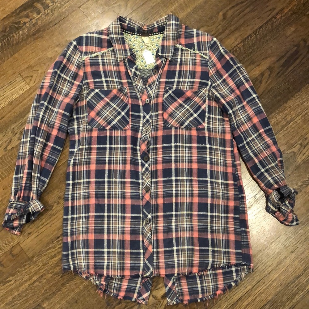 Free People Plaid Button Up
